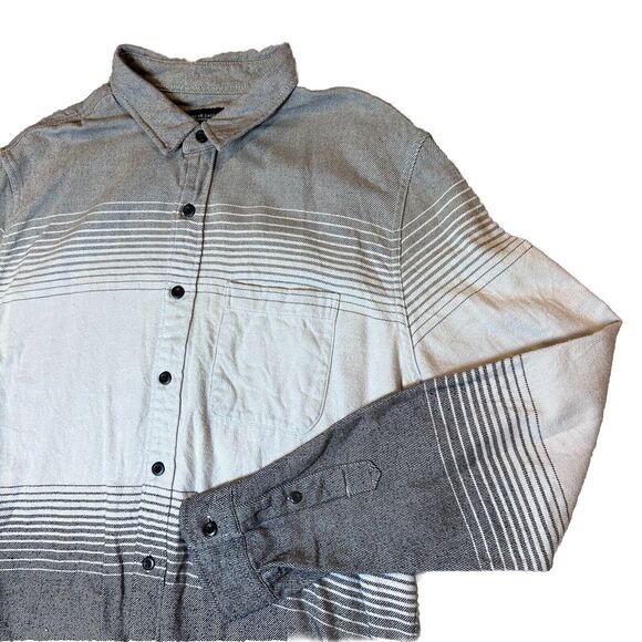 American Eagle Men’s Flannel Grey/White Button Down Long Sleeve Serape XL Tall - Picture 1 of 11